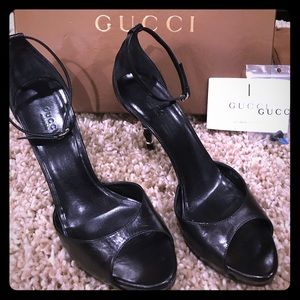 Gucci bamboo black leather heels.  Size 38.5